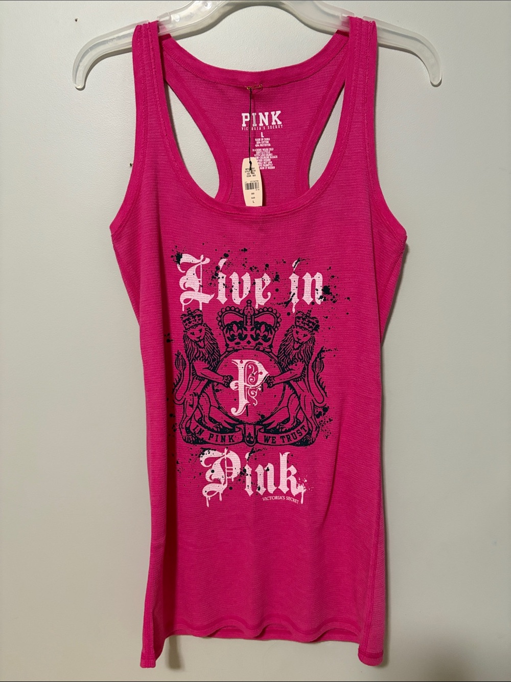 Victoria's Secret PINK Hot Pink Ribbed Racerback Tank